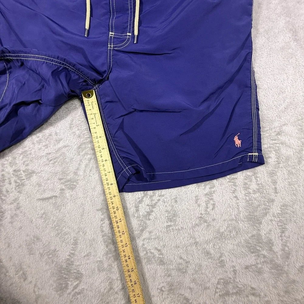 Polo Ralph Lauren Men's Swim Trunks XL Navy Blue Pink PonyLogo Mesh Lined 8.5